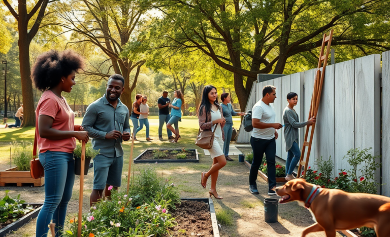 A diverse group of people engaging in community activities that reflect their shared values.