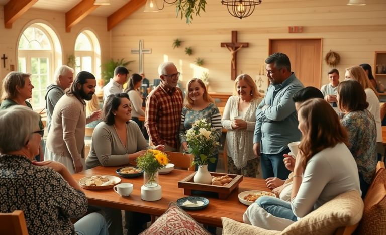 Image depicting a group of Christians in fellowship, emphasizing unity and support in their faith journey.