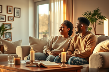 A couple engaged in a heartfelt conversation, symbolizing the importance of faith in their relationship.