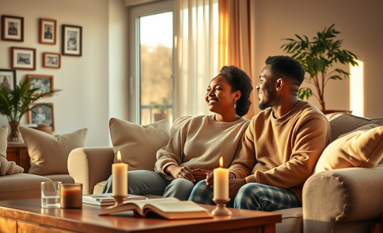 A couple engaged in a heartfelt conversation, symbolizing the importance of faith in their relationship.