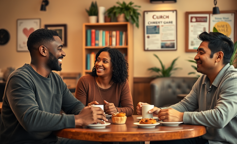 A couple enjoying a date while discussing their faith on a Christian dating site.