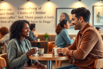 A couple connecting through a Christian dating site.