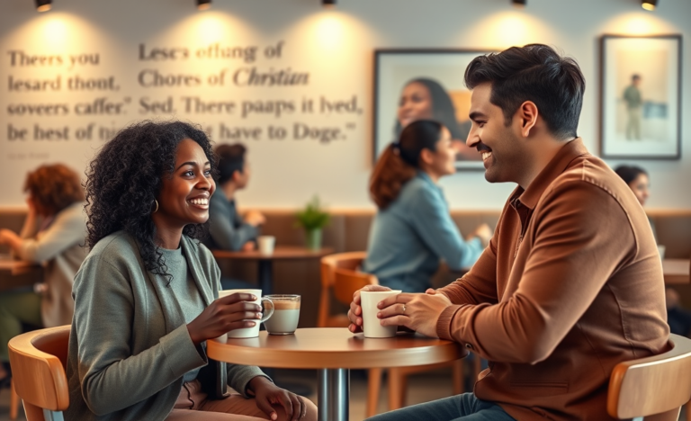 A couple connecting through a Christian dating site.