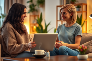 A diverse group of single Russian women engaging in conversation online.