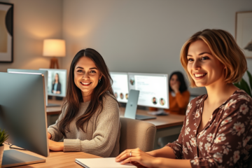 A group of Russian women smiling, representing the charm and beauty of singles ready to connect online.