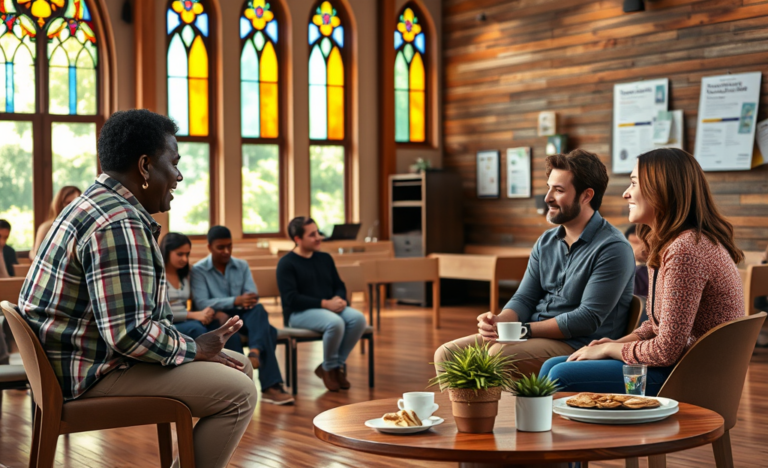 A community of Christians gathered in prayer and fellowship.