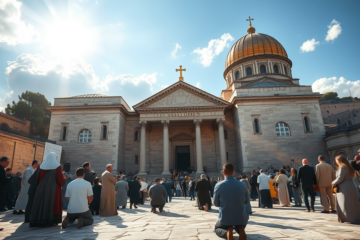 A scenic view of iconic Christian pilgrimage sites showcasing their historical and spiritual significance.