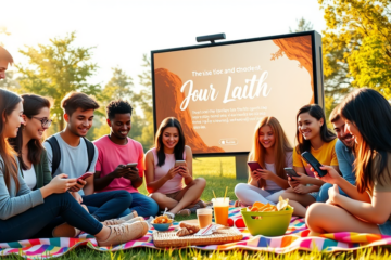 An illustration depicting the rise of Christian platforms and their impact on faith engagement among younger generations.