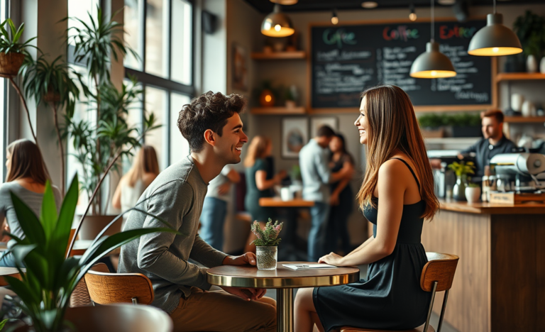 A couple exploring their faith together in a modern Christian dating context.