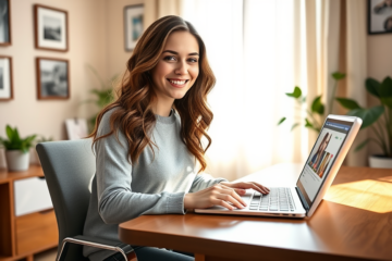 A happy man chatting online with single Russian women.