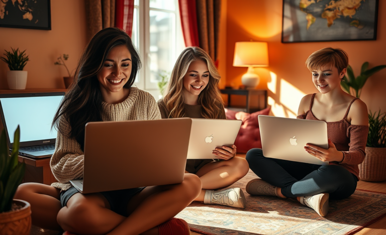 An image of single Russian women engaging in online dating, waiting for messages and connections.