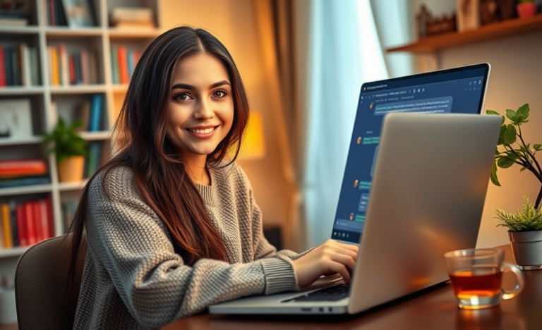 Image depicting a conversation between a man and a single Russian woman online.