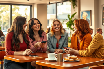 A group of smiling Russian single women looking to connect over conversation.