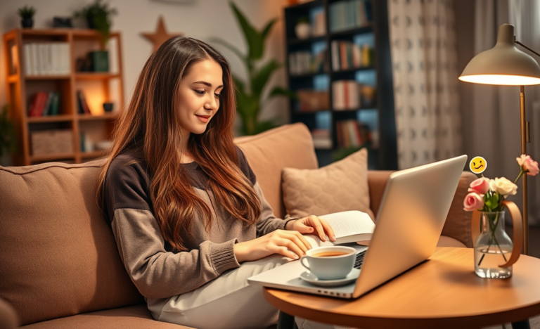 A woman engaging in an online chat, representing instant communication with single Russian women.