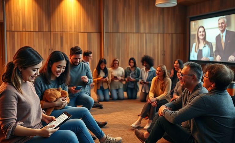 A collage of various digital platforms connecting Christians for community and faith support.